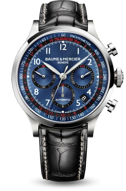 Baume Mercier 10065 Capeland Chronograph 44 Blue Alligator