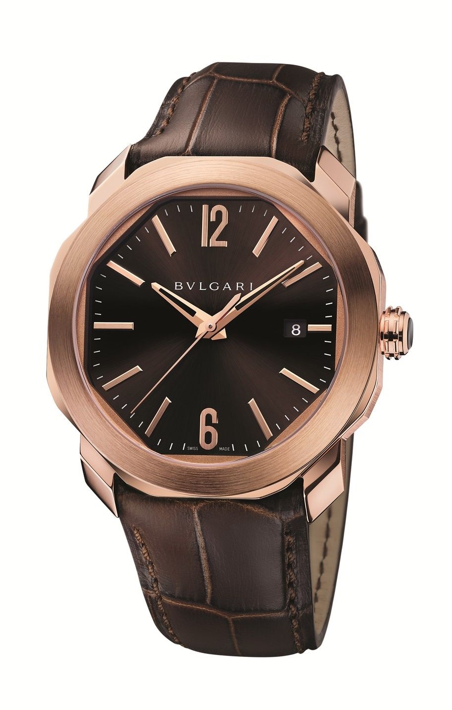 Bulgari 102702 : Octo Roma 41 Pink Gold / Brown » WatchBase