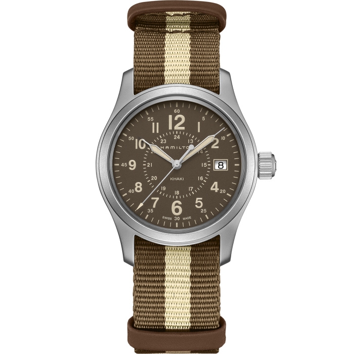 Hamilton H68201093 : Khaki Field Quartz 38 Stainless Steel / Brown ...