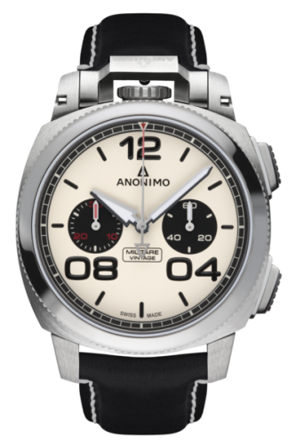Anonimo AM-1122.01.001.A01 : Militare Chrono Stainless Steel / Panda / Leather