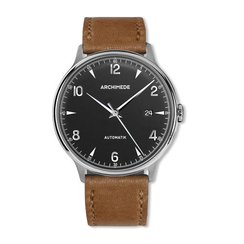 Archimede UA8068P-A3.3 : 1950-2 Stainless Steel / Black / Brown Leather