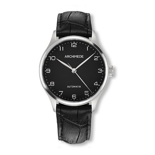 Archimede UA4929-A3.21 : Klassik 36 Stainless Steel / Black / Black Leather