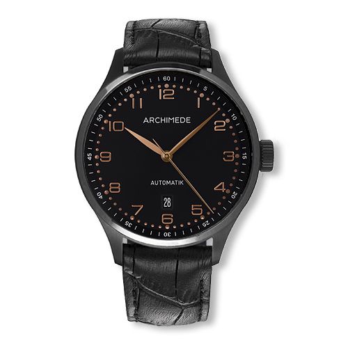 Archimede UA7929-A2.8-SW : Klassik 42 TwoTone Stainless Steel / PVD / Black / Black Leather