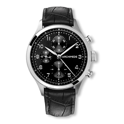 Archimede UA7939-C2.31 : Klassik Chronograph Stainless Steel / Black / Leather