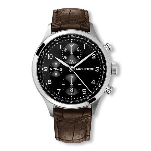 Archimede UA7939-C2.32 : Klassik Chronograph Stainless Steel / Black / Leather