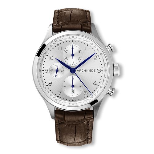 Archimede UA7939-C2.42 : Klassik Chronograph Stainless Steel / Silver / Leather