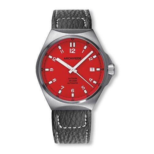 Archimede UA8239-A6.1-H : OutDoor 39 Protect Stainless Steel / Red / Leather