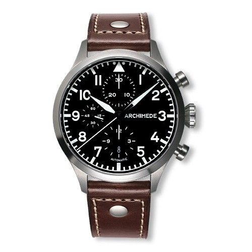 Archimede UA7939-C1.3 : Pilot Chronograph Staineless Steel / Black