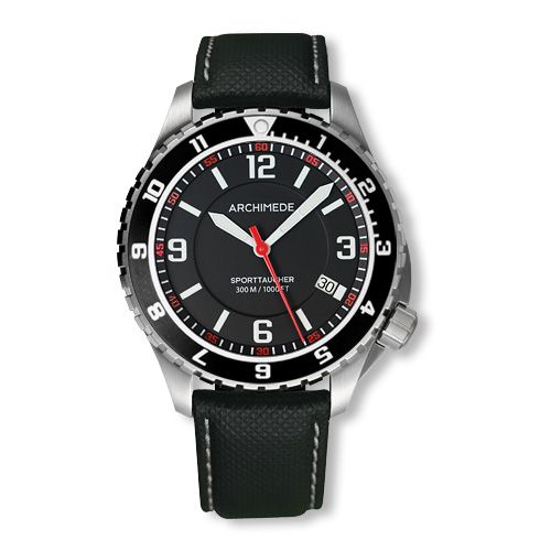 Archimede UA8974-GS-A1.5 : SportTaucher GMT Stainless Steel / Black / Leather