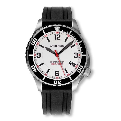 Archimede UA8974-TS-A3.2 : SportTaucher Stainless Steel / White / Rubber