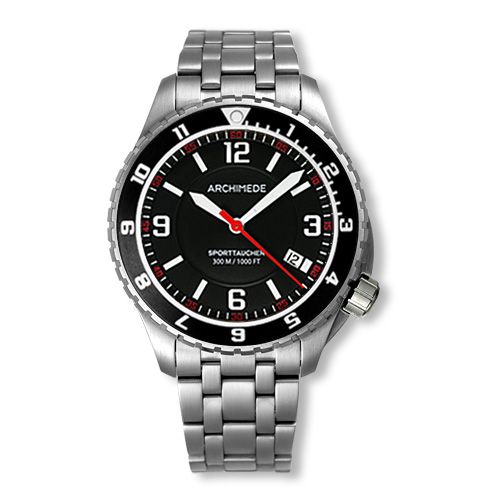 Archimede UA8974B-GS-A1.1 : SportTaucher GMT Stainless Steel / Black / Bracelet