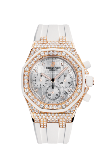 Audemars Piguet 26092OK.ZZ.D010CA.01 : Royal Oak Offshore 26092 Lady Chronograph Pink Gold / White