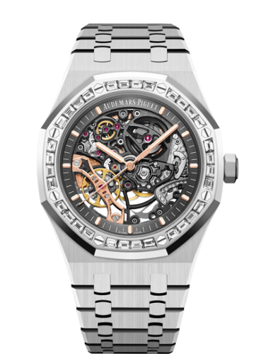 Audemars Piguet 15412BC.ZZ.1220BC.01 : Royal Oak 41 Double Balance Wheel Openworked White Gold / Baguette