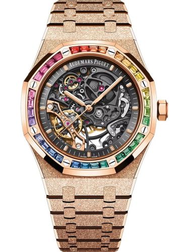 Audemars Piguet 15412OR.YG.1224OR.01-B : Royal Oak 41 Double Balance Wheel Openworked Frosted Pink Gold - Rainbow