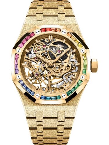 Audemars Piguet 15468BA.YG.1259BA.01-B : Royal Oak 37 Double Balance Wheel Openworked Frosted Yellow Gold / Rainbow