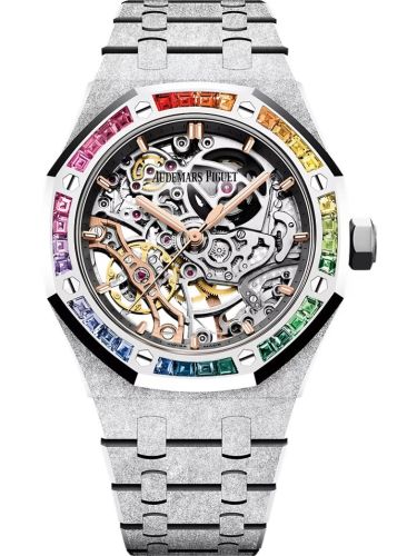 Audemars Piguet 15468BC.YG.1259BC.01-B : Royal Oak 37 Double Balance Wheel Openworked Frosted White Gold / Rainbow