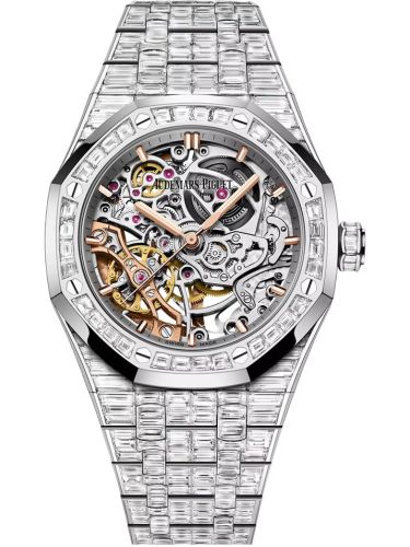 Audemars Piguet 15469BC.ZZ.1260BC.01-A : Royal Oak 37 Double Balance Wheel Openworked  White Gold - Baguette