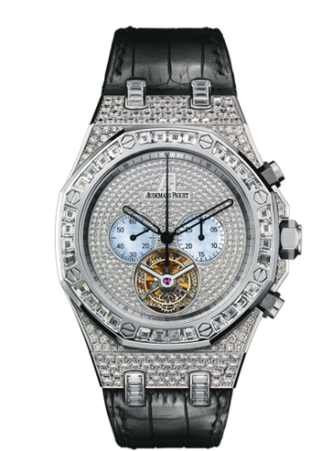 Audemars Piguet 26116BC.ZZ.D002CR.01 : Royal Oak Tourbillon Chronograph White Gold / Diamond / Strap