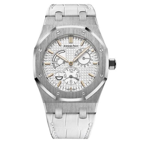 Audemars Piguet 26124ST.OO.D011CR.01 : Royal Oak 26124 Dual Time Stainless Steel / White / Strap