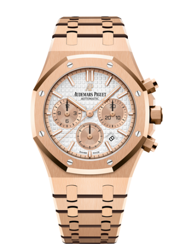 Audemars Piguet 26315OR.OO.1256OR.01 : Royal Oak Chronograph 38 Pink Gold / Silver