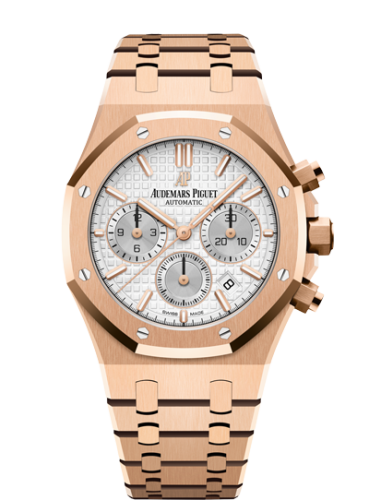 Audemars Piguet 26315OR.OO.1256OR.02 : Royal Oak Chronograph 38 Pink Gold / Silver