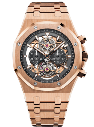 Audemars Piguet 26347OR.OO.1205OR.01 : Royal Oak Tourbillon Chronograph Openworked Pink Gold / Bracelet