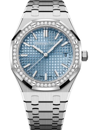 Audemars Piguet 77451ST.ZZ.1361ST.01 : Royal Oak Selfwinding 34 Stainless Steel - Diamond / Ice Blue / Bracelet / 50th Anniversary