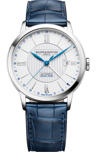 Baume & Mercier 10272 : Classima 40 Dual Time Stainless Steel / Silver / Alligator