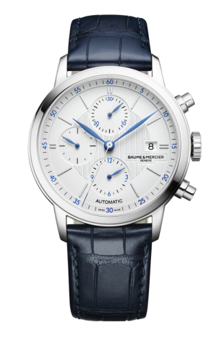 Baume & Mercier 10330 : Classima Chronograph Stainless Steel / Silver / Alligator