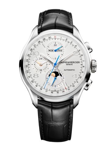 Baume & Mercier 10278 : Clifton Chronograph Complete Calendar Stainless Steel / Silver / Strap