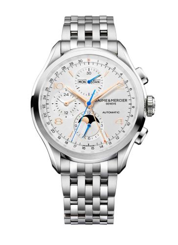 Baume & Mercier 10279 : Clifton Chronograph Complete Calendar Stainless Steel / Silver / Bracelet