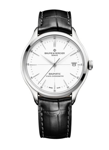 Baume & Mercier 10436 : Clifton Baumatic Stainless Steel / White / Alligator / COSC