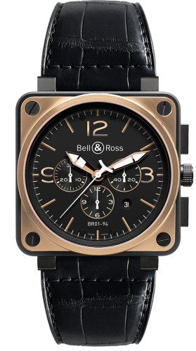 Bell & Ross BR0194-BICO-OF : BR 01 94 Pink Gold & Carbon Officer Chronograph