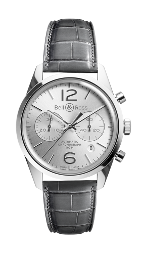 Bell & Ross BRG126-WH-ST/SCR : BR 126 Officer Silver Chronograph