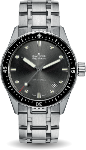 Blancpain 5000-1110-70B : Fifty Fathoms Bathyscaphe Stainless Steel / Grey / Bracelet