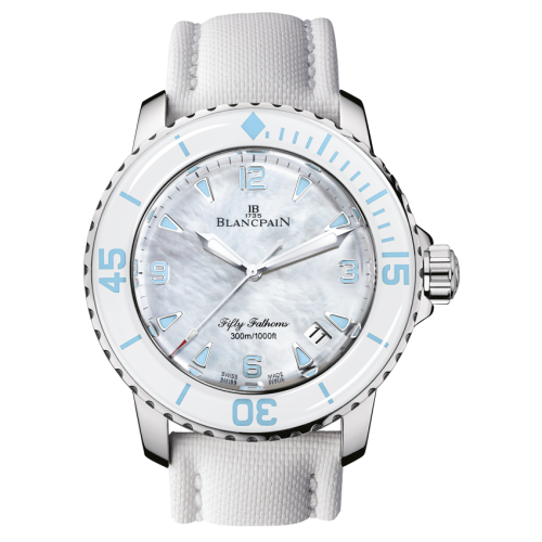 Blancpain 5015A-1144-52A : Fifty Fathoms Automatique Stainless Steel / White Mother Of Pearl / White Canvas