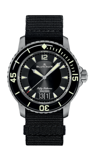 Blancpain  5050-12B30-NABA : Fifty Fathoms Automatique Grande Date Titanium / Black / Black NATO