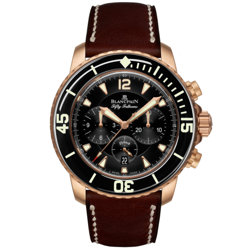 Blancpain 5085FA-3630-63B : Fifty Fathoms Flyback Chronograph Red Gold / Black / Brown Barennia