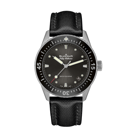 Blancpain 5100B-1110-B52A : Fifty Fathoms Bathyscaphe Stainless Steel / Grey / Black Canvas