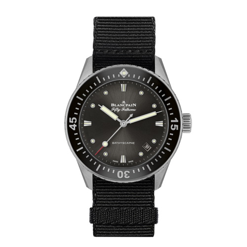 Blancpain 5100B-1110-NABA : Fifty Fathoms Bathyscaphe Stainless Steel / Grey / Black Nato