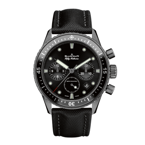 Blancpain 5200-0130-B52A : Fifty Fathoms Bathyscaphe Flyback Chronograph Black Ceramic / Black / Black Canvas