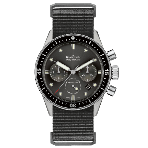 Blancpain 5200-1110-NABA : Fifty Fathoms Bathyscaphe Flyback Chronograph Stainless Steel / Grey / Black Nato