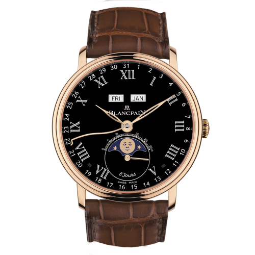 Blancpain 6639-3637-55B : Villeret Quantieme Complet 8 Jours Red Gold / Black Enamel