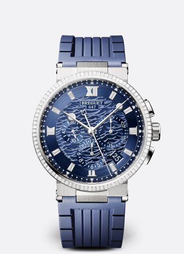 Breguet 5529BB/YD/5WV/D0 : Marine Chronograph 5529 White Gold - Diamond / Blue / Rubber