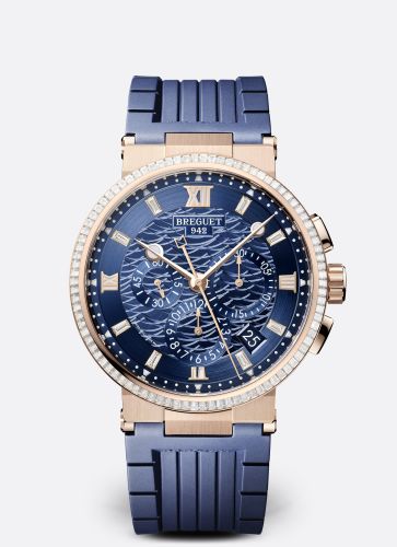 Breguet 5529BR/YD/5WV/D0 : Marine Chronograph 5529 Rose Gold - Diamond / Blue / Rubber