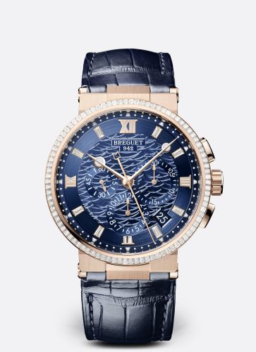 Breguet 5529BR/YD/9WV/D0 : Marine Chronograph 5529 Rose Gold - Diamond / Blue / Alligator