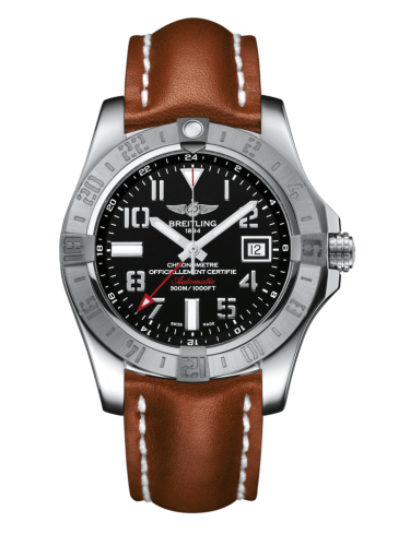 Breitling A3239011/BC34/433X/A20BA.1 : Avenger II GMT Stainless Steel / Volcano Black / Calf / Pin