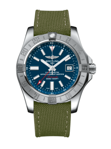 Breitling A3239011/C872/106W/A20BA.1 : Avenger II GMT Stainless Steel / Mariner Blue / Military / Pin