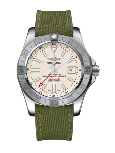 Breitling A3239011/G778/106W/A20BA.1 : Avenger II GMT Stainless Steel / Stratus Silver / Military / Pin