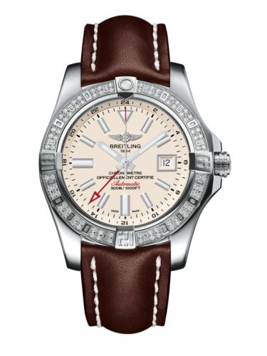 Breitling A3239053.G778.437X : Avenger II GMT Stainless Steel / Diamond / Stratus Silver / Calf